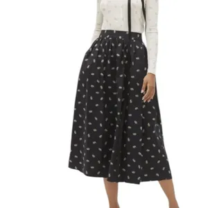 Hill House the Krista Skirt in black floral jacquard XS NWT thumbnail 2