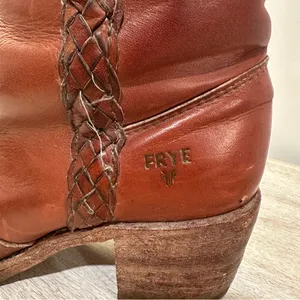 Frye Vintage Braided Sabrina Amber Brown Knee High Tall Boot Women's size 6 thumbnail 11