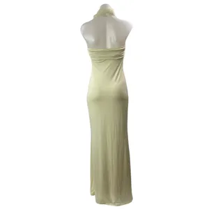 Peppermayo Light Yellow Cross Halter Sleeveless Bridesmaid Maxi Dress Size 4 thumbnail 3