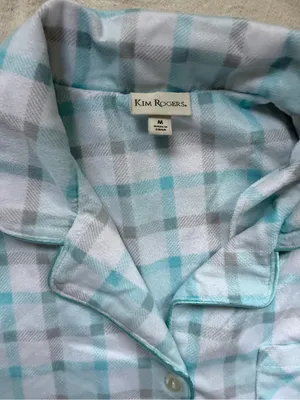 Kim Rogers Blue Plaid Two-Piece Flannel Pajama Set thumbnail 4