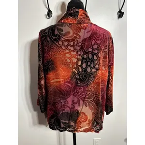 Notations Burnout Velvet Shirt Jacket Lightweight Open Front Size Large NEW Whimsy Goth thumbnail 2