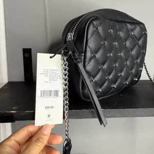 Rebecca Minkoff Black Quilted Studded Crossbody Bag Purse thumbnail 2