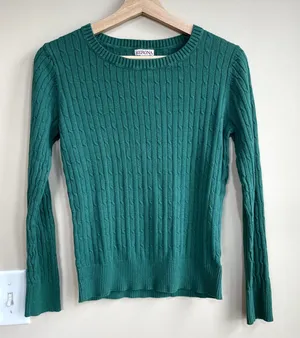Merona green knit crewneck sweater‎ women's size medium cotton rayon top casual thumbnail 1