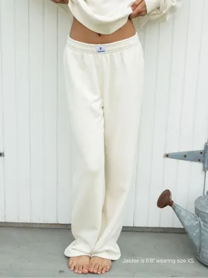 PARKE Boxer sweatpants wide leg flare fleece patch unisex cream ivory thumbnail 6