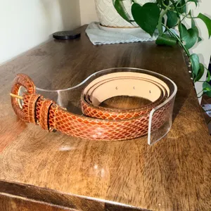 Genuine‎ Snake Skin Belt Womens M/L Brown Cognac Exotic Leather Western Boho Y2K thumbnail 7