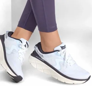 Skechers D'lux Walker 2.0 Women's White with Light Blue and Black Accents thumbnail 1