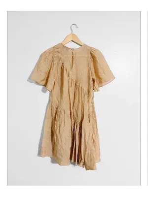 En Saison Dee Dee Asymmetrical Striped Mini Dress Tan Size XS thumbnail 3