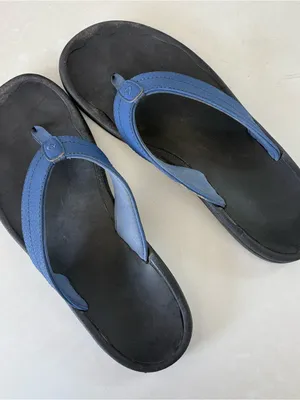 Olukai Ohana flip flops Sandals Blue Black Women’s Size 9 thumbnail 1