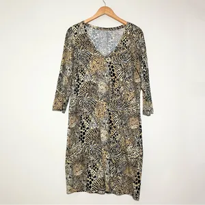 Lilly Pulitzer Tessa 3/4 Sleeve V-Neck Dress Rattan Walk On The Wild Side thumbnail 2
