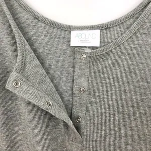 Abound New Cropped Henley Tank Top Scoop Neck Ribbed Heather Grey thumbnail 7