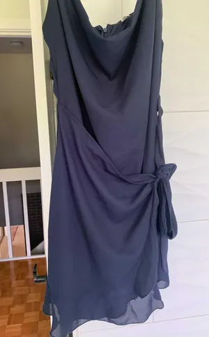 Lucy in the Sky Ruffle Tie Navy Blue Dress thumbnail 1