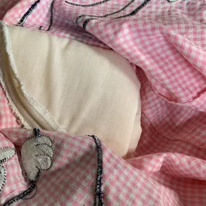 Vintage‎ 80s Embroidered Shirt Pink GinghamTop Plaid Button Up Dalmatian Puppy thumbnail 12