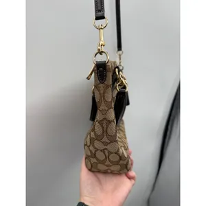 Coach Kelsey Satchel Crossbody Bag Khaki Brown Signature C Jacquard‎ Canvas thumbnail 9
