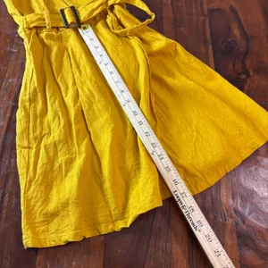 Wild Fable Mustard Yellow Linen Blend Smocked‎ Back Belted Mini Dress Womens M thumbnail 3