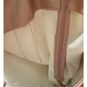 Maeve The Colette Crop Metallic Faux Leather Ruffle Hem Pants- Pink Metal Sz 30 thumbnail 10