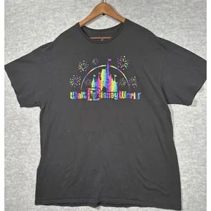 Walt Disney World Black Metalllic Rainbow Logo Magic‎ Kingdom Disney T-shirt XXL thumbnail 1
