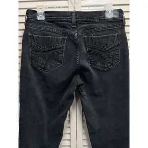 Levi's 505 Straight‎ Leg Mid Rise 9" Skinny Black Jean Size 6 Pockets Logo thumbnail 6