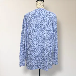 J. Crew M Blue Leopard Print Tunic Cotton‎ Long Sleeve Casual Animal Top NWT thumbnail 4