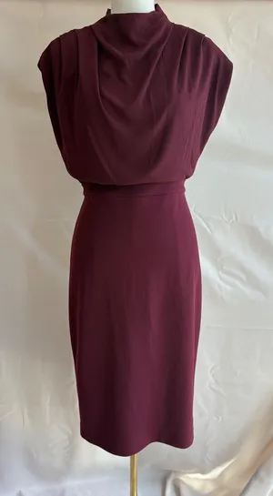 Express Women's Burgundy Sleeveless Midi Dress Size S with Multi-Strand Beaded 3 thumbnail 1