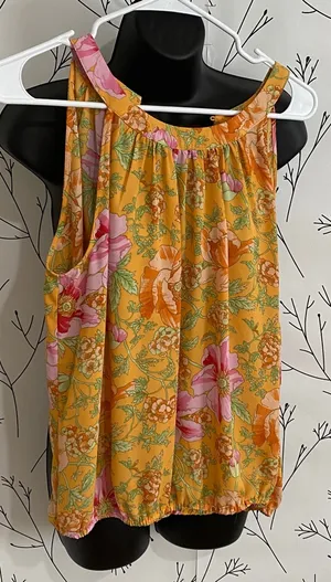Rose & Olive Floral Yellow and Pink Blouse thumbnail 1