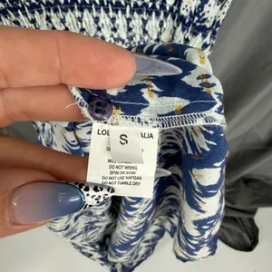 Lola Australia Maxi Dress S Blue White Morocco Ikat Cotton Beach‎ Wedding Guest thumbnail 3