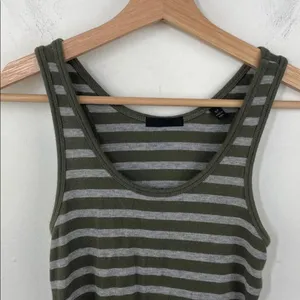 ATM Anthony Thomas Melillo Olive and Gray Striped Tank Top thumbnail 5