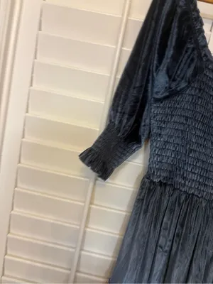 Baltic Born Blue Vivaldi Smocked Velvet Midi Dress Size Medium thumbnail 4
