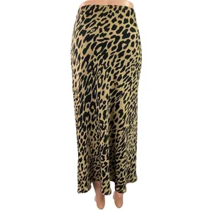 Banana Republic Beige Leopard Animal Print High Waist Flare Midi Skirt Size L thumbnail 3