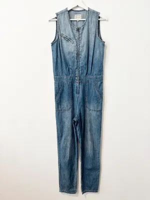 Current Elliott Jumpsuit Size XS Blue Chambray Denim Flight Suit Barn Ranch Wear thumbnail 3