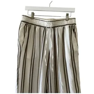 H & M Logg Linen Blend White Striped Culottes Ankle Length Pants SZ 8 # 1519 thumbnail 3