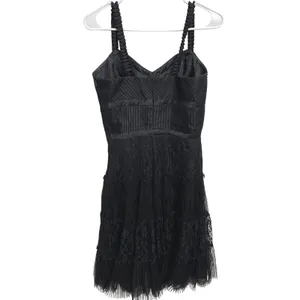 Antonio Melani Black Lace Tiered Cocktail Dress Pleated Tulle Size‎ 6 Whimsigoth thumbnail 2