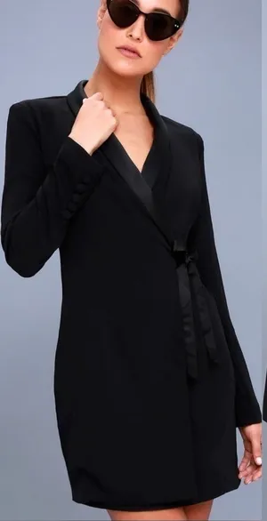Lulus Style Savvy Wrap Blazer Dress in Black Size Extra Small‎ thumbnail 1