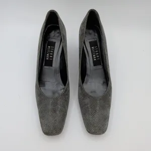 Stuart‎ Weitzman Gray Textured Square Toe Block Heel Pumps Womens 8 AA Narrow thumbnail 4