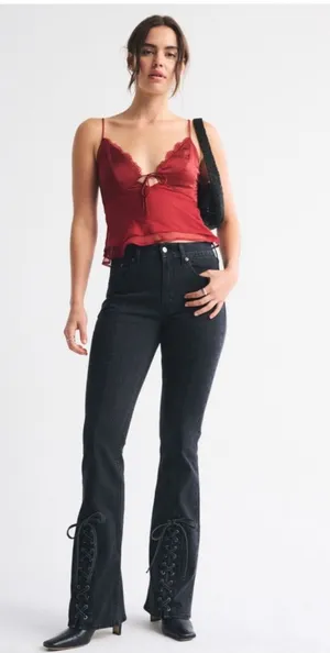 High rise bootcut lace Jean thumbnail 1
