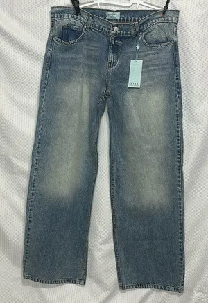 REVICE new with tags Baggy, Straight Leg Jeans in Faded Blue Wash thumbnail 1