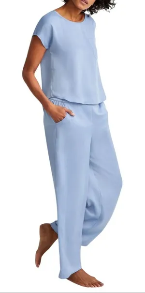 NWT‎ State of Day Silk Touch 2-Piece Pajama Set Short Sleeve Top & Pants Blue M thumbnail 1