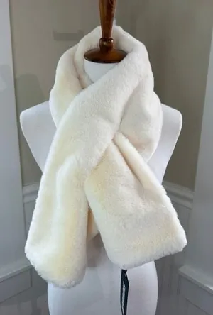 NWT Apparis Vegan Faux Fur Pull-Through Scarf Ivory White Cream OS Cozy Soft #2 thumbnail 1