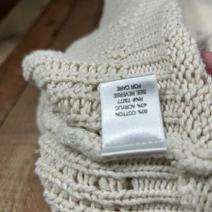 Sonoma Cream Cotton Pointelle Knit Open Front Draped Vest XL Boho Coastal thumbnail 5