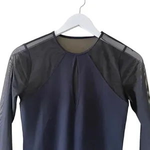 Abercrombie & Fitch Black Soft Long Sleeves Mesh Square Neck Bodysuit SZ S #1112 thumbnail 3