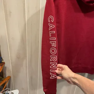 Cute burgundy Hollister Los Angeles CA appliqué fuzzy letters hoodie sweatshirt thumbnail 5