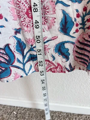 NWT Livro Women's Floral Print Tiered Maxi Dress Flutter Sleeves Pink Blue thumbnail 6