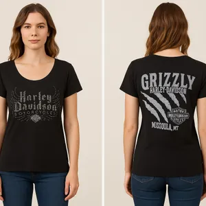 Harley-Davidson Grizzly Missoula Montana Rhinestone T-Shirt – Women’s Size L thumbnail 2