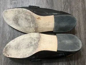 J.McLaughlin Black Leather Penny Loafers with Crinkle Strap Detail Size 9 thumbnail 6