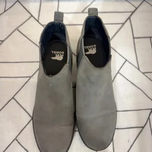 Sorel Evie II Chelsea Boots 8.5 Quarry Grey Waterproof Suede‎ NL5020-052 thumbnail 8