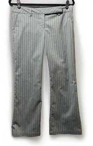 Y2K 90s Dress‎ Pants Medium Gray Pinstripe Wide Straight Leg Low Rise Be Cool thumbnail 1