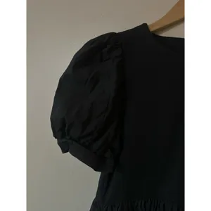 English Factory Black Puff Sleeve High Low Knit Combo Mini Dress Size M thumbnail 4