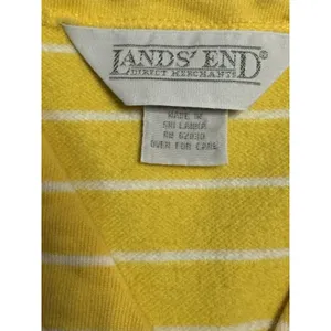 Vintage Lands' End‎ Direct Merchant Yellow White Stripe Button Down Shirt Small thumbnail 7