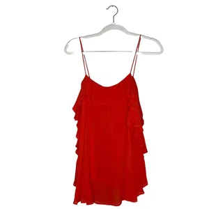 Free People Cascades Ruffle Cami Size XS Coral Red Orange Flowy thumbnail 2