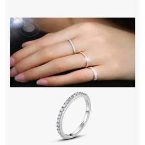NEW Dainty 14k Gold Plated S925 Simulated Diamond Band Ring, Adjustable Band‎ thumbnail 6