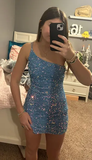 Midnight Doll Blue Mini Sequence Dress thumbnail 1